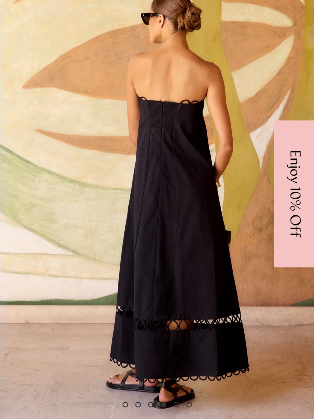 Mister Zimi Black Strapless Eyelet-Trim Maxi Dress - Picture 2 of 7
